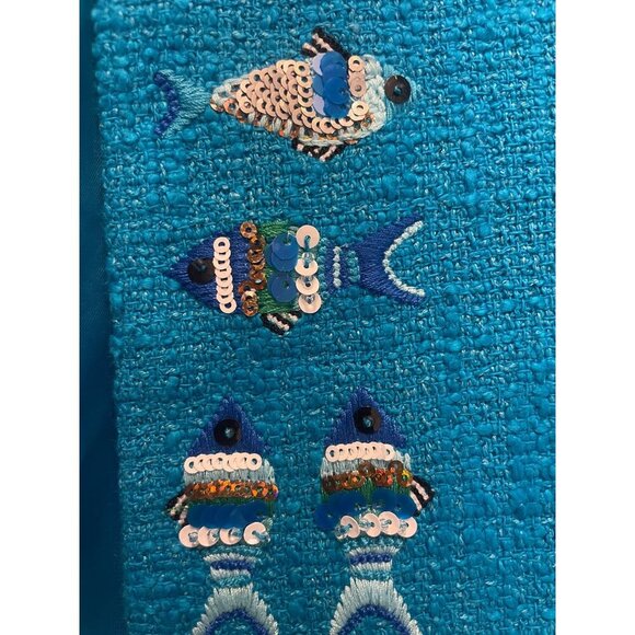 Talbots Exclusive Fish Embroidered Topper Jacket 20 W Plus - Picture 6 of 7